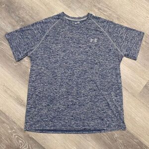 Under Armour Blue‎ Heathered Athletic Workout Shirt Men Large Bin H-33